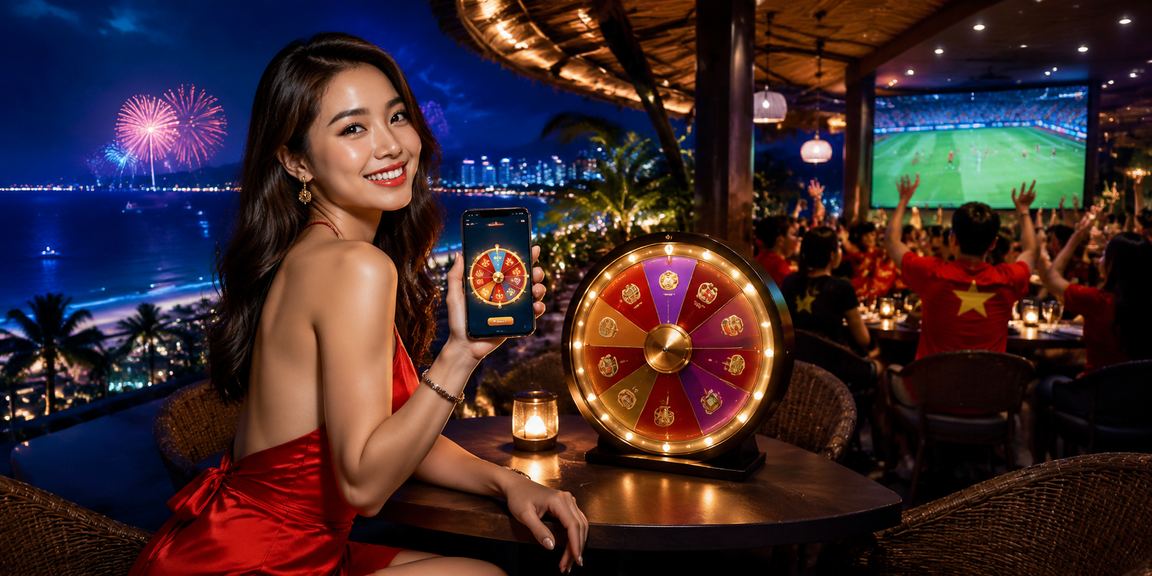 Người dùng Đà Nẵng tham gia chương trình rút thăm may mắn qua app trên bãi biển