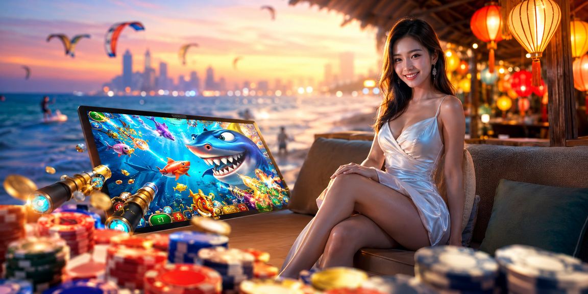 Người dùng tại Hội An thưởng thức trò chơi bắn cá dưới ánh đèn lồng