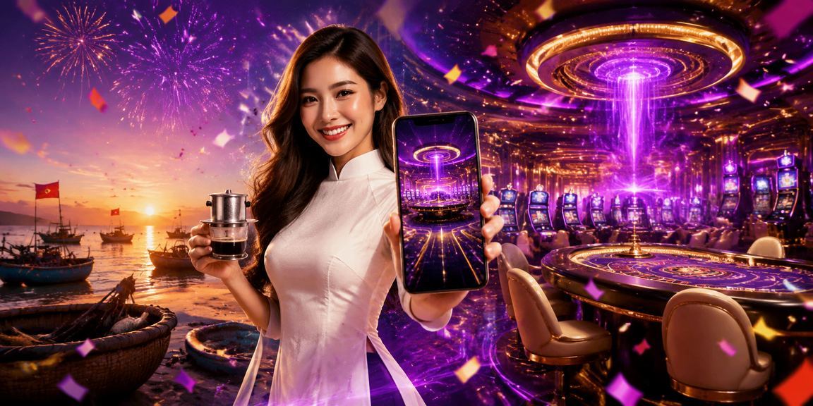 Người dùng tại Mũi Né sử dụng điện thoại để nhập mã voucher casino khi uống cà phê